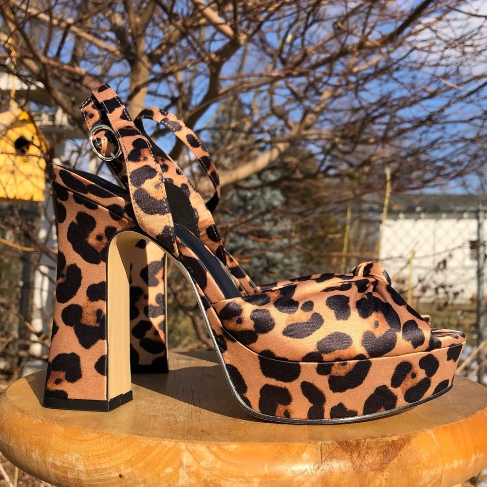 Rampage Satin Cheetah Print Platform Heels